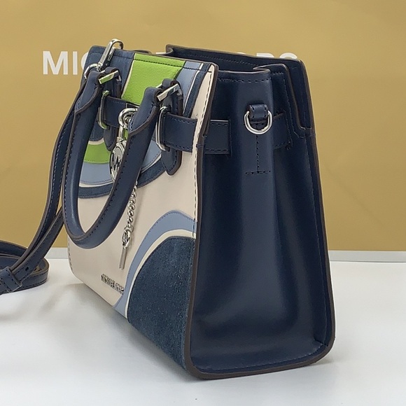 MICHAEL KORS Hamilton Small Patchwork Satchel NAVY MULTI COLOR - Picture 5 of 16